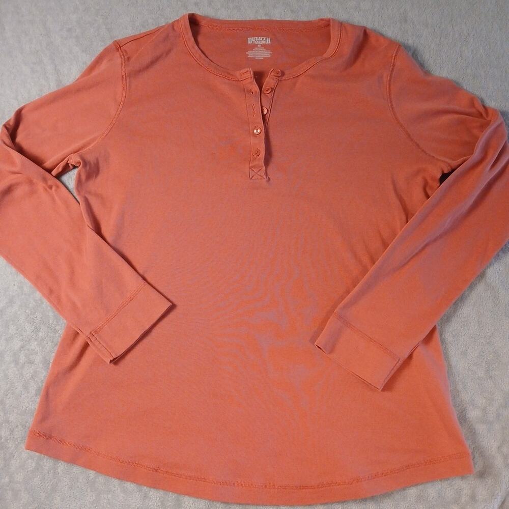 Duluth Trading Womens Size M Pullover Quarter Button Long Sleeve Dusty Rose